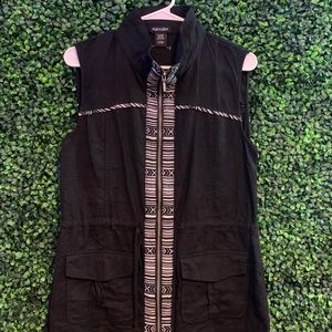 Black Vest with White Tribal Print